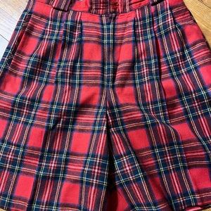 Vintage Collectible Gold Plaid Women's Shorts Size 14 Wool